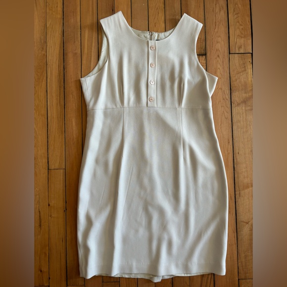 Vintage 90s ivory sheath suiting dress - Picture 1 of 8